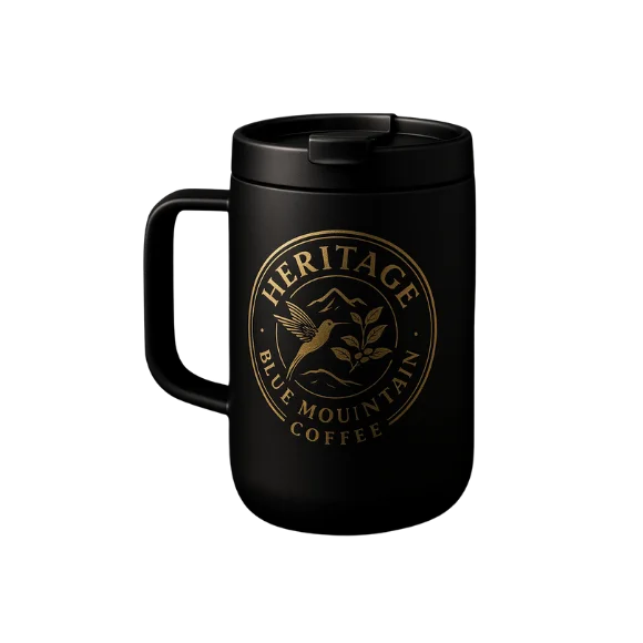 Heritage Travel Coffee Mug – 12oz with Handle and Splash Lid